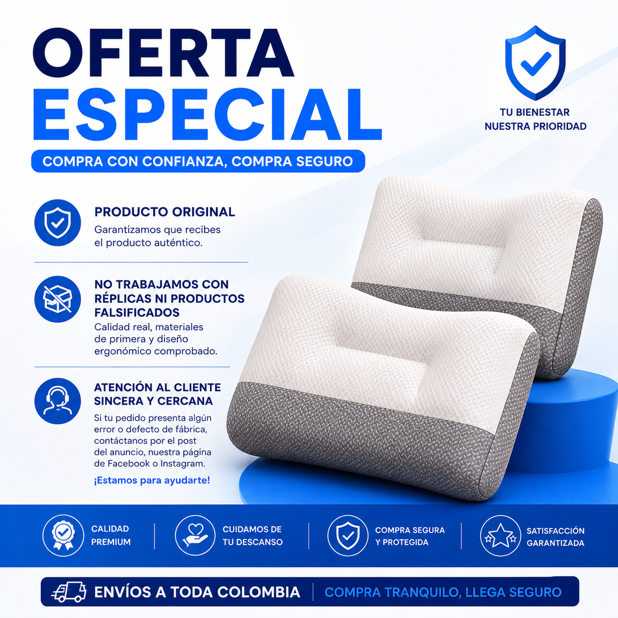 Set x4 almohadas ortopedicas