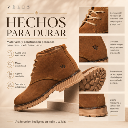 BOTIN VELEZ CUERO GENUINO CARNAZA + CAJA