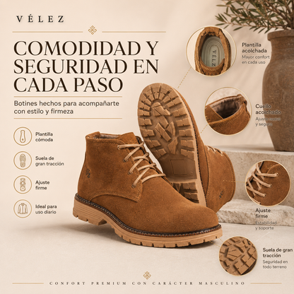 BOTIN VELEZ CUERO GENUINO CARNAZA + CAJA