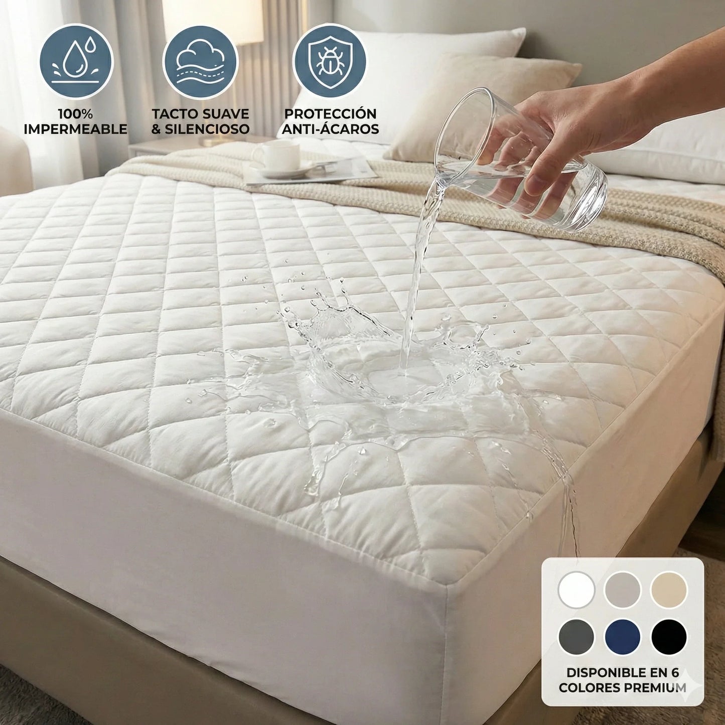 BedShield™ – Protector de Colchón Impermeable, Resistente y Confortable (50% OFF Hoy)